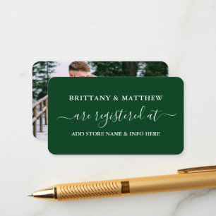 Cartão De Informações Verde do Registro de Casamento da Caligrafia Moder