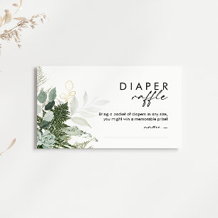 Cartão De Informações Verde moderno e Fralda Dourada Chá de fraldas Raff