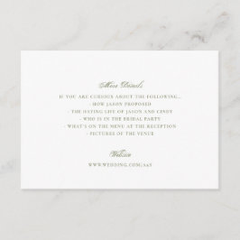 Cartão De Informações Verde Musgo Formal Clássico Elegante Casamento