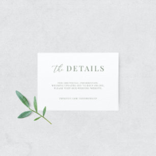 Cartão De Informações Verde Musgo Moderno Casamento Elegante Os Detalhes
