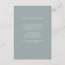 Cartão De Informações Verde Sage Simples | Detalhes do Convidado de Casa