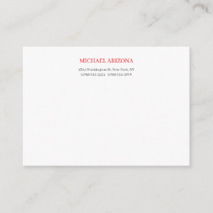 Cartão De Informações Vermelho Preto e Branco Minimalista Simples Modern