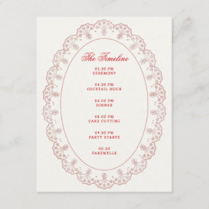 Cartão De Informações Vermelho Romântico Vintage Lace Quadro Casamento