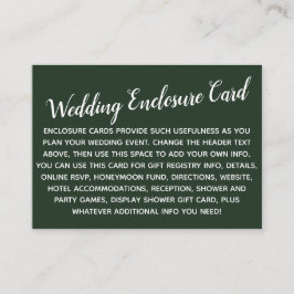 Cartão De Informações Versátil Simples Personalizado DIY Casamento Verde
