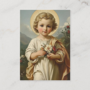 Cartão De Informações Versículo da Escritura do Menino Jesus Floral Vint