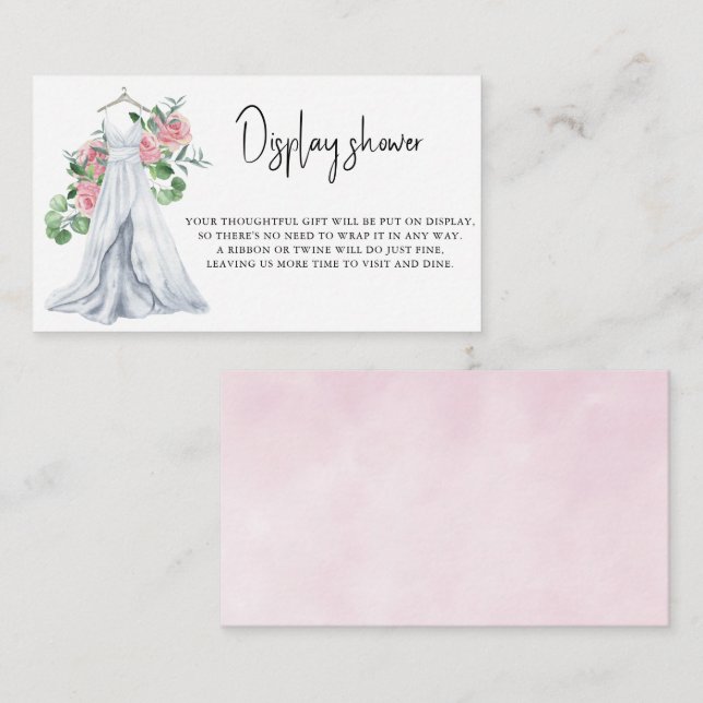 Cartão De Informações Vestido de noiva com flores - Chuveiro de exibição (Frente/Verso)