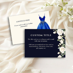 Cartão De Informações Vestido de Princesa Quinceanera e Rosas Azul Perso