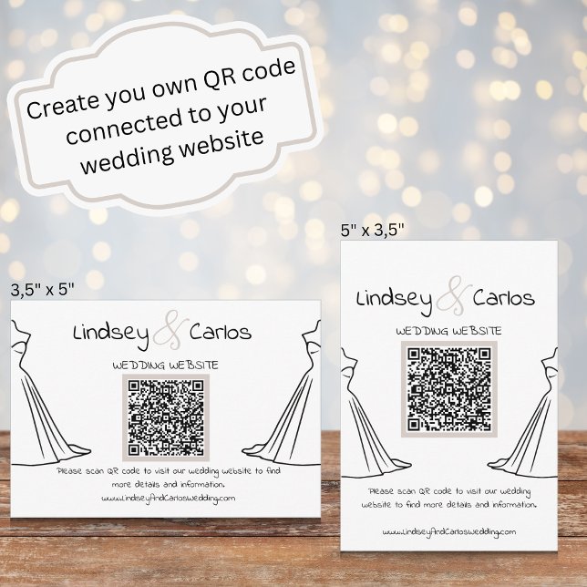 Cartão De Informações Vestido moderno Elegante Silhouette (You have a wedding site? this is a great way to let your guest know about it. vertical or horizontal)