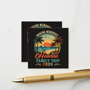 Cartão De Informações Viagem Familiar ao Havaí Pôr do Sol Tropical 2026