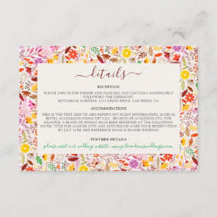 Cartão De Informações Vibrantes Flores de Tulipa de Verão em Aquarela Ca