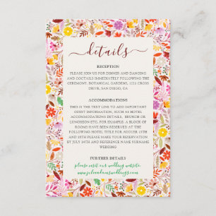 Cartão De Informações Vibrantes Flores de Tulipa de Verão em Aquarela Ca