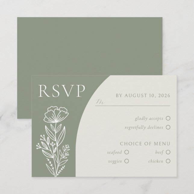 Cartão De Informações Vice-presidente verde de sábio botânico minimalist (Frente/Verso)