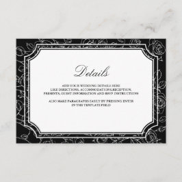 Cartão De Informações Victorian Black Line Art Wedding Details