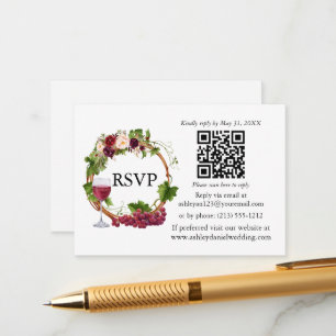Cartão De Informações Vinhas de Grama Floral de Aquarela Vernais RSVP QR