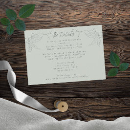 Cartão De Informações Vinhas Mãos Mínimas Cinzas Verdes