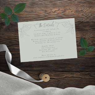 Cartão De Informações Vinhas Mãos Mínimas Cinzas Verdes