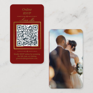 Cartão De Informações Vinho Borgonha Código QR de RSVP de Foto Online