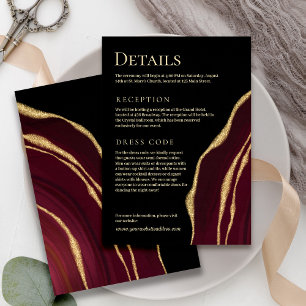 Cartão De Informações Vinho escuro agate com ouro