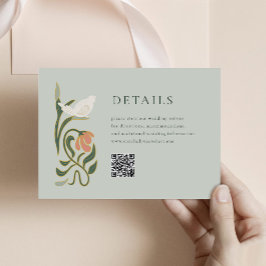 Cartão De Informações Vintage Art Deco Details Enclosure Card com QR