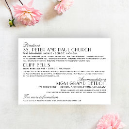 Cartão De Informações Vintage Art Deco Informações de Casamento