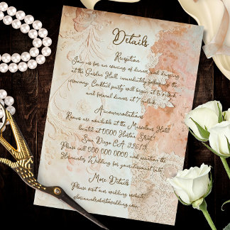 Cartão De Informações Vintage Baroque Mexican Lace Details Art Enclosure