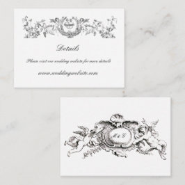 Cartão De Informações Vintage Barroco Rococó Fronteira com Corações