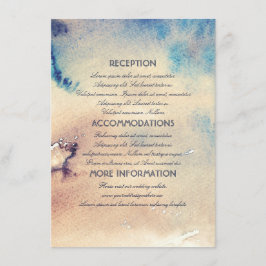 Cartão De Informações Vintage Beach Watercolor Informações de Casamento