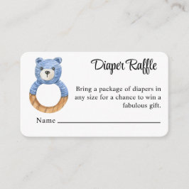 Cartão De Informações Vintage Blue Bear Tething Ring Fralda Raffle