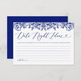 Cartão De Informações Vintage Blue Floral Bridal Date Ideias Noturnas