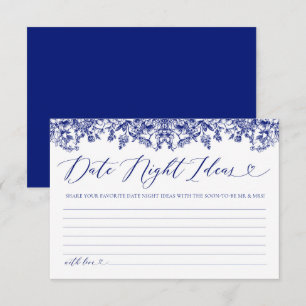 Cartão De Informações Vintage Blue Floral Bridal Date Ideias Noturnas