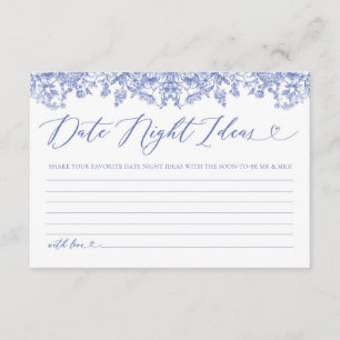 Cartão De Informações Vintage Blue Floral Bridal Date Ideias Noturnas