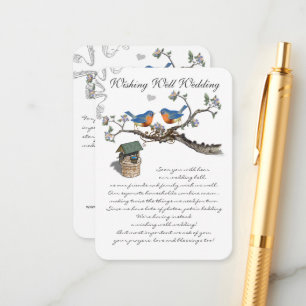 Cartão De Informações Vintage Bluebird Wishing well Wedding