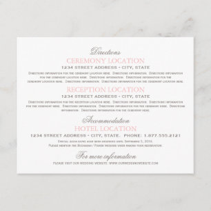 Cartão De Informações Vintage Blush Pink e Informações de Casamento de C