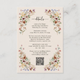 Cartão De Informações Vintage Boho Flor Silvestre