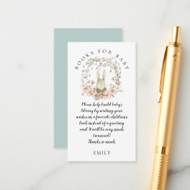 Cartão De Informações Vintage Bunny Florals Books para Chá de fraldas de