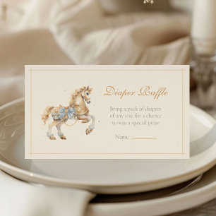 Cartão De Informações Vintage Carousel Horse Watercolor Fralda Raffle