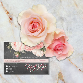Cartão De Informações Vintage Chalkboard Boho Floral wedding