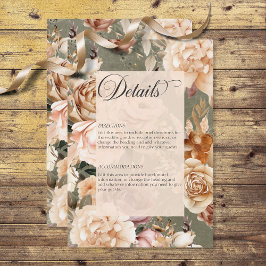 Cartão De Informações Vintage - Champagne romântica e Sage Floral Detalh