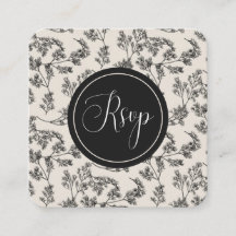 Vintage Cream Floral Preto Código QR Botânico RSVP