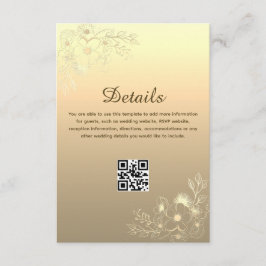 Cartão De Informações Vintage Dourado Casamento Detalhes QR