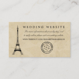 Cartão De Informações Vintage Eiffel Tower Paris Postmark Wedding