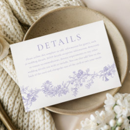 Cartão De Informações Vintage Elegance: Lilac Floral Wedding Details