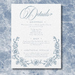 Cartão De Informações Vintage Elegant Chinoiserie Blue Heart Wedt<br><div class="desc">Capture o romance do eterno com o nosso cartão de cerimônia de detalhes do casamento inspirado na vintage. Este elegante design quadrado apresenta um fundo branco parecido com porcelana rachada, evocando um clássico encanto antigo vitoriano. No centro, um incrível coração floral de chinoiserie azul empoeirado contém seus detalhes de casamento...</div>