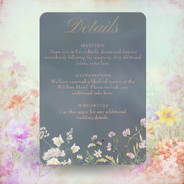 Cartão De Informações Vintage Elegant Dusty Blue Floral Casamento