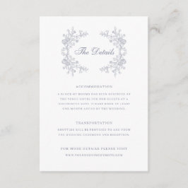 Cartão De Informações Vintage Floral Chinoiserie Detalhes do Casamento