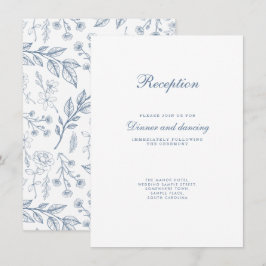 Cartão De Informações Vintage Floral Dusty Blue Weding