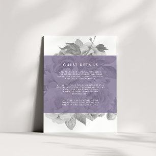 Cartão De Informações Vintage Floral Guest Details Card Violeta