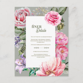 Cartão De Informações Vintage Floral Romantic Botanical Wedding Details