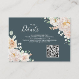 Cartão De Informações Vintage Floral Wedding QR code Details Insert
