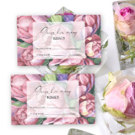 Cartão De Informações Vintage flores, adivinha quantos beijos beijou o j